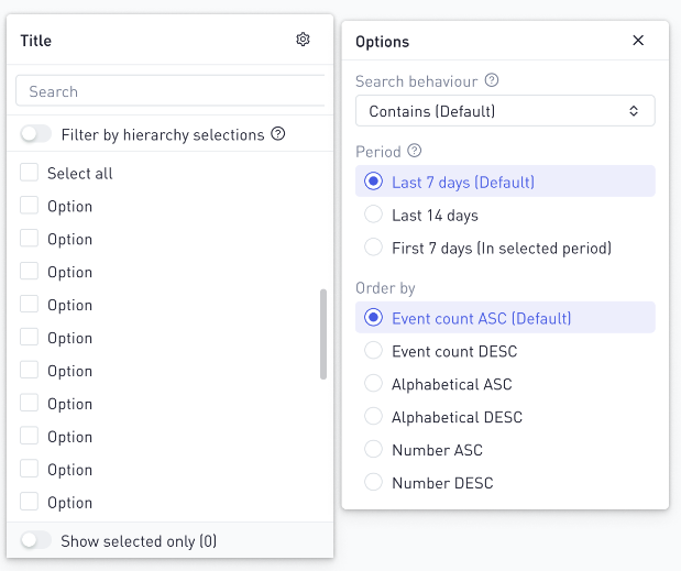 advanced filter values control